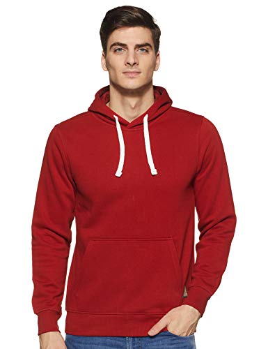 Amazon Brand – Inkast Men’S Cottonblend Hooded Neck Hoodie (Aw20Ihs29_Bosa Nova_S_Bossa Nova_Red_S)