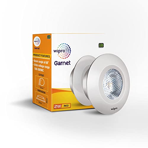 Wipro Garnet 2W Led Integrated Spotlight | Red Color | Compact Design Ceiling Spot Light For Cabinets & Wardrobes| Cutout – 33Mm|Pack Of 6