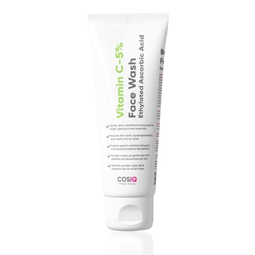 Cos-Iq Vitamin C-5% Brightening And Glow Face Wash For Clean, Clear & Bright Skin | Suitable For All Skin Type | Ideal For Men & Women | Vegan & Cruelty Free (30 Days Pack, 100Ml)