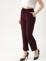 Dressberry Regular Fit Women Maroon Trousers