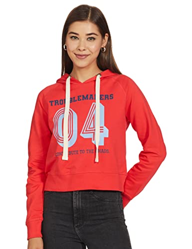 Amazon Brand – Symbol Women’S Cotton Hooded Neck Sweatshirts (Sym Aw20Sw-Vr11_Bright Pink _Small_Bright Pink_S)