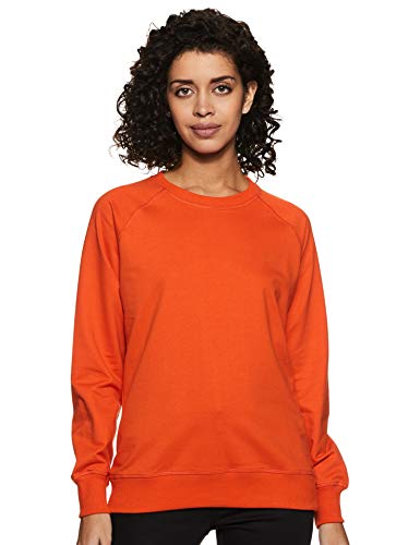 Amazon Brand – Symbol Women’S Cottonblend Crew Neck Sweatshirts (Aw18Wnssw01_Tangerine_Large_Tangerine_Orange_L)