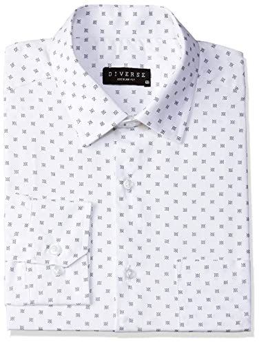 Diverse Men’S Printed Regular Fit Formal Shirt (Dvf01F2L01-263_Dot Square White 46)