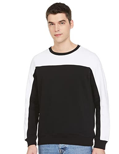 Amazon Brand – Symbol Men’S Cotton Blend Hooded Neck Sweatshirt (Aw20Ihs14_White & Black_Xxl_White & Black_2Xl)