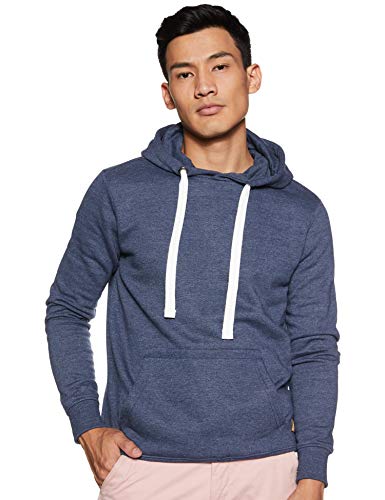 Amazon Brand – Symbol Men’S Cotton Blend Neck Hooded Sweatshirt (Aw18Mnssw02_Poseidon Blue Mel_M)