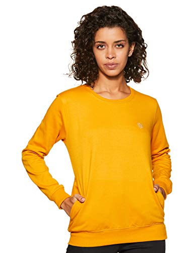 Cazibe Women’S Fleece Hooded And Crew Neck Sweatshirt(304Bou_Mustard_Medium_Mustard_M)