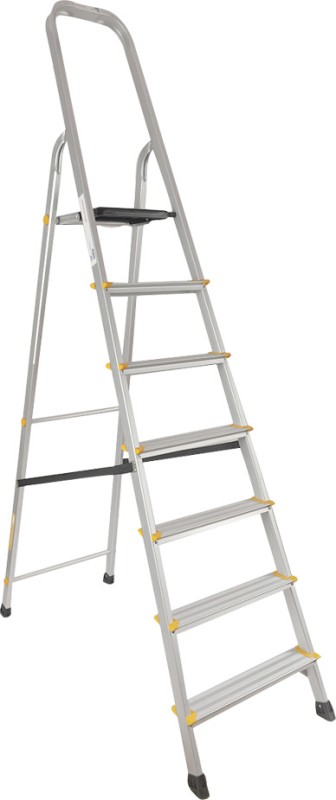Asian Paints Trucare 7 Steps|Silver Color|5 Year Warranty|Home Ladder|Anti-Skid, Foldable Aluminium Ladder(With Platform)