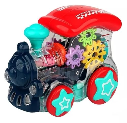 Vgrassp Gear Display Transparent Vehicle Toy For Kids – 360 Degree Rotating Concept Racing With 3D Flashing Led Lights And Music (Color As Per Stock) (Transparent Loco Engine)