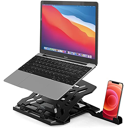 Gizga Essentials 2 In 1 Laptop/Notebook/Macbook Tabletop Stand, 8-Adjustable Angles, Mobile Tabletop Stand, 12″ – 15.6″ Laptops, Heat Dissipation, Anti-Slip Base, Portable And Lightweight | Black
