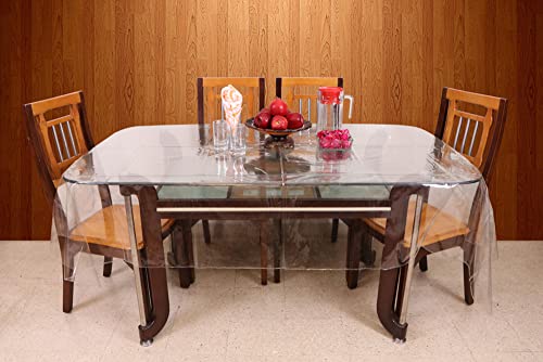 Stitchnest Pvc Transparent 4 Seater Dining Table Cover Without Lace, (40X60 Inches)