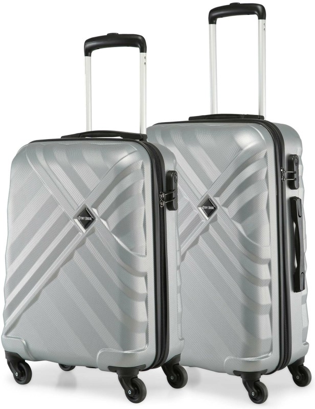 Stony Brook By Nasher Miles Crystal Hard-Sided Polycarbonate Luggage Set Of 2 Silver Trolley Bags(55&65Cm) Cabin & Check-In Set – 24 Inch