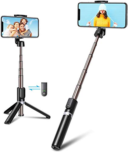 Hold Up Selfie Stick, Extendable Selfie Stick With Wireless Remote And Tripod Stand, Portable, Lightweight, Compatible With All Smartphone And Mobile (Black)