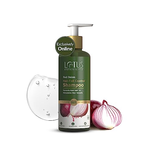 Lotus Botanicals Red Onion Hair Fall Control Shampoo | Sulphate, Silicon & Chemical Free | All Hair Types | 300Ml