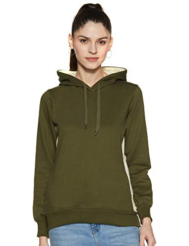Qube By Fort Collins Women’S Fleece Hooded Neck Sweatshirt (821Q_Olive_Medium_Olive_M)