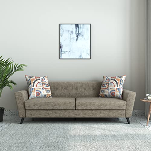 Amazon Brand – Solimo Puph 3 Seater Sofa (Fabric, Sand Brown)