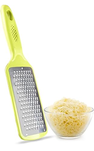 E-Cosmos Stainless Steel Cheese Grater & Lemon Zester For Kitchen- Cheese, Lemon, Ginger, Garlic, Chocolate, Vegetables & Fruits Shredder With Protective Cover, Adrak Grater, Dishwasher Safe Flat
