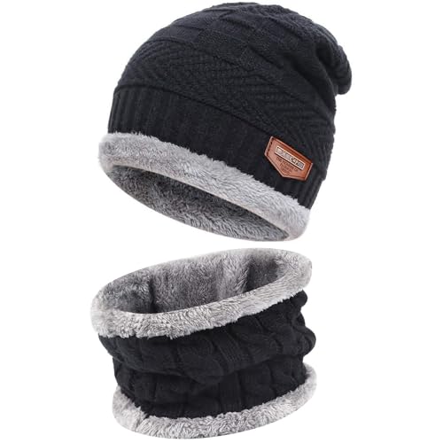 Fantastic Zone Men’S Winter Woollen Warm Slouchy Beanie Hat Knitting Skull Cap And Scarf