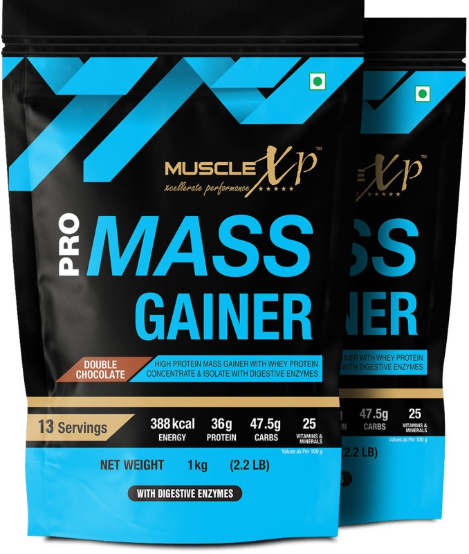 Musclexp Pro Mass Gainer – With Whey Protein Weight Gainers/Mass Gainers(2 Kg, Double Chocolate)