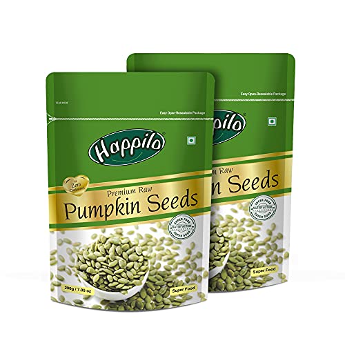 Happilo Premium Pumpkin Seeds For Eating 200G Each (Pack Of 2), Raw, Authentic And Natural For Healthy Diet, Immunity Booster And Fiber Rich Superfood