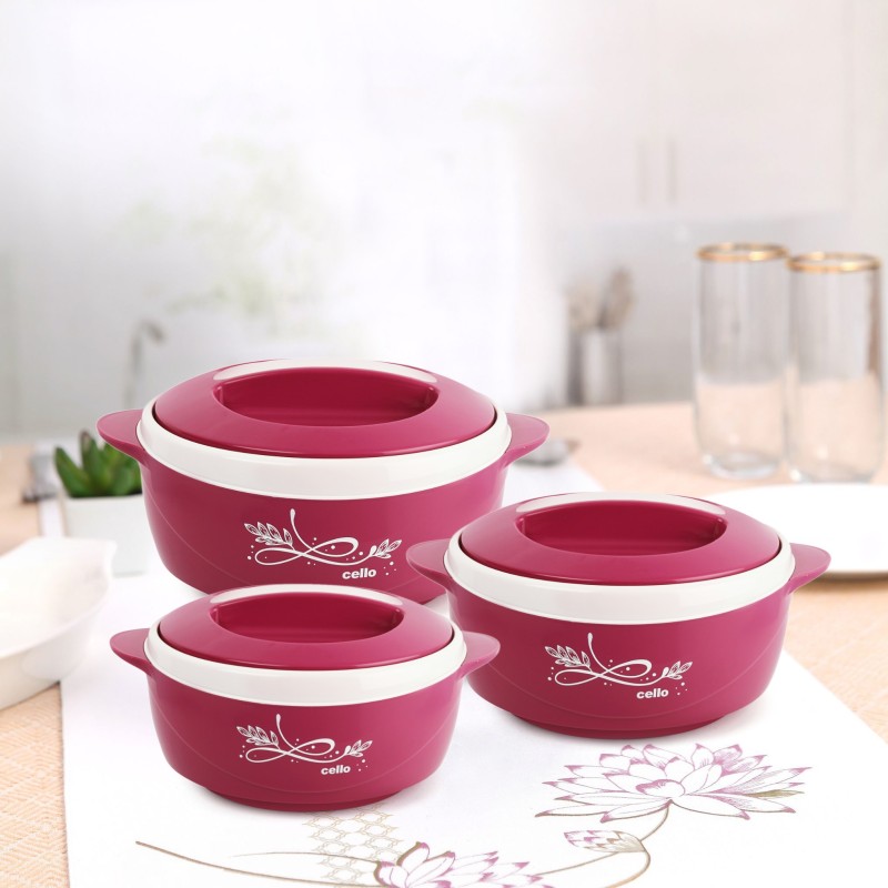 Cello Sapphire Pack Of 3 Thermoware Casserole(500 Ml, 1000 Ml, 1500 Ml)