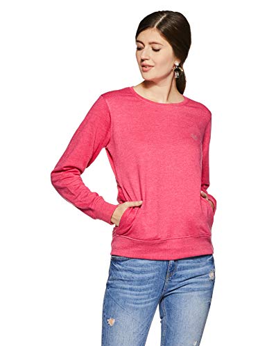 Qube By Fort Collins Women’S Cotton Crew Neck Sweatshirt (304 Smu_M_Pink_Pink_M)