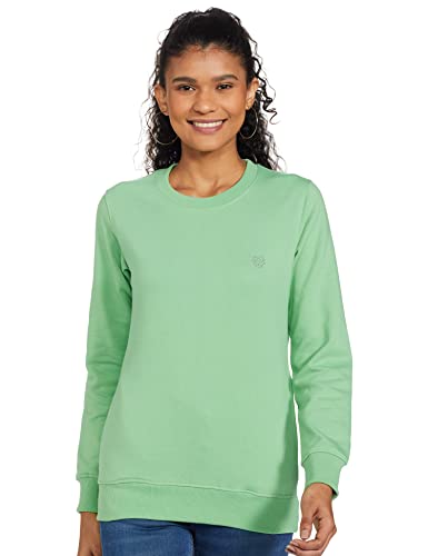 Qube By Fort Collins Women’S Fleece Crew Neck;Hooded Neck Sweatshirt(304 Smu-Bright Green-M_Bright Green_M)