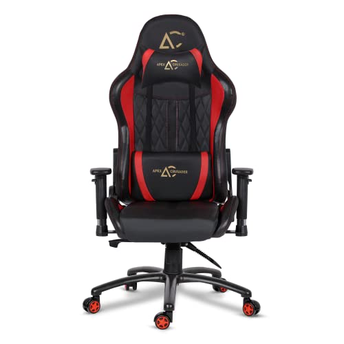 Savya Home Apex Crusader Xi Ergonomic Computer Gaming Chair And Office Chair With Aluminium Base, Removable Headrest, 3D Armrest(Pu Leather, Red & Black, 1 Piece)