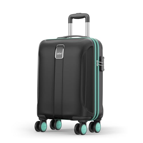 Safari Thorium Neo 8 Wheels 55 Cm Small Cabin Trolley Bag Hard Case Polycarbonate 360 Degree Wheeling System Luggage, Trolley Bags For Travel, Suitcase For Travel, Black