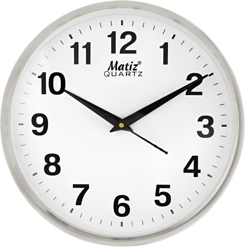 Matiz Analog 20 Cm X 20 Cm Wall Clock(Silver, With Glass, Standard)