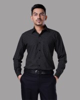 CHARCOAL Men Printed Formal Black Shirt