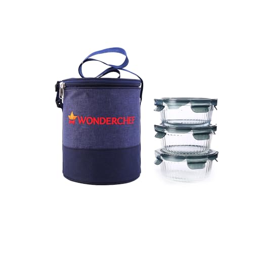 Wonderchef Verona Lunch Box Set Of 3 Pcs, 400 Ml, Leak Proof, Air Tight, Microwave Safe