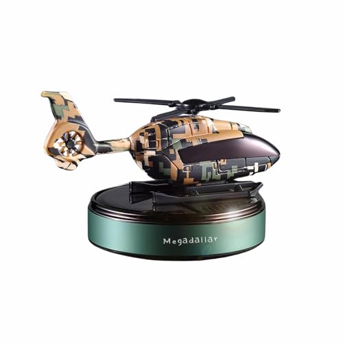 Megadallar Solar Powered Fan Rotating Military Helicopter Car Air Freshener For Dashboard Car Solar Dashboard Accessories, Car Solar Gadget With Car Perfume (Green)