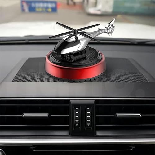 Ritmo Solar Helicopter Car Aromatherapy Decor, Rotating Helicopter Design Aromatherapy Diffuser Car Air Freshener Essential Oil Diffuser, Fragrance : Colorful (Red)
