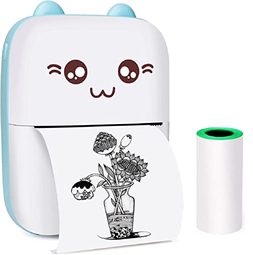 Periperi Mini Thermal Printer (1Year Warranty) Inkless Bluetooth Pocket Printer For Prints Picture List Memo Receipt Tags Barcode Labels Compatible With Ios, Android (Blue)