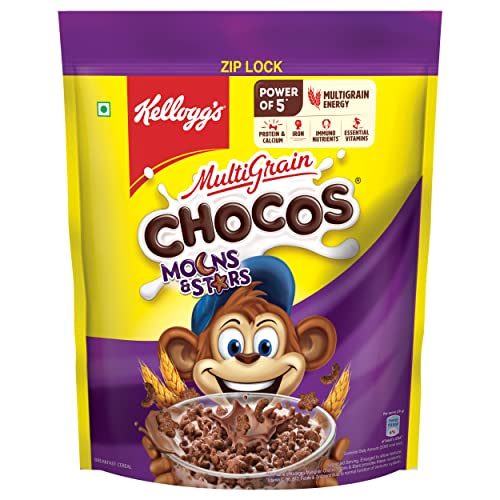 Kellogg’S Multigrain Chocos Moons & Stars 1.2Kg | High In Calcium & Protein,Essential Vitamins,Iron & Immuno Nutrients , Source Of Fibre | Breakfast Cereal For Kids