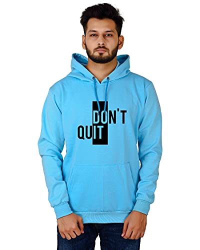 More & More Unisex-Adult Fleece Neck Hooded Sweatshirt (Dont Quit Hoodie_Aqua Blue