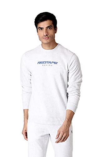 Red Tape Men’S Cotton Blend Crew Neck Sweatshirt(Rws0247-Xl_Light Grey Melange_Xl)
