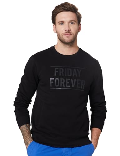 Amazon Brand – Symbol Men’S Regular Fit Cotton Blend Crew Neck Sweatshirt (Sym-A23-Sw-20_Jet Black,Fri_M)