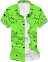 Blue dove Men Printed Casual Light Green Shirt