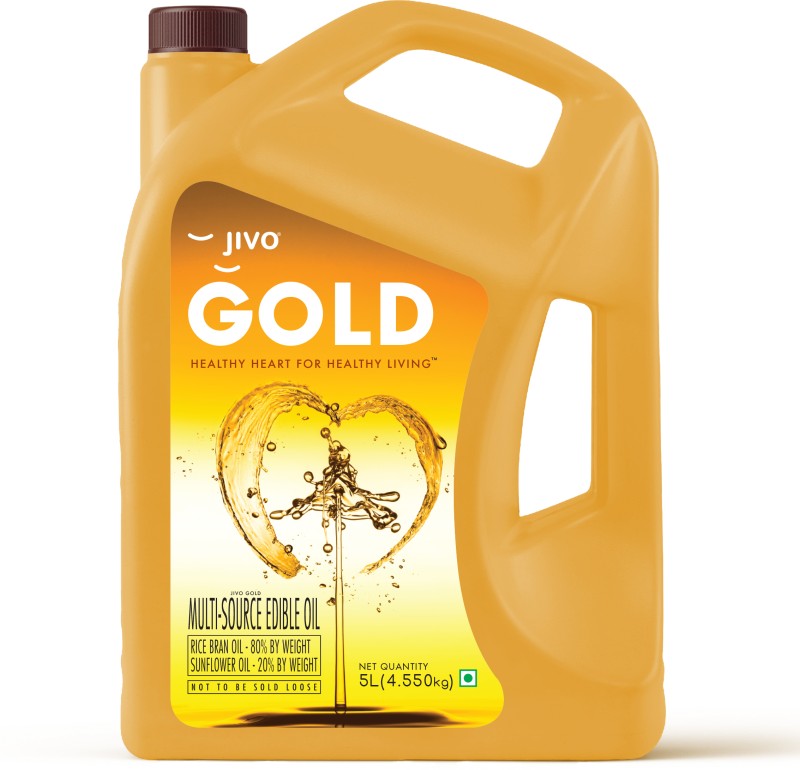 JIVO Gold Refined Oil Blend of Rice Bran oil & Sunflower Blended Oil Can(5 L)