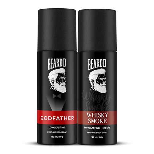Beardo Godfather Perume Deo Spray 150Ml And Whisky Smoke Perfume Body Spray 120Ml Combo