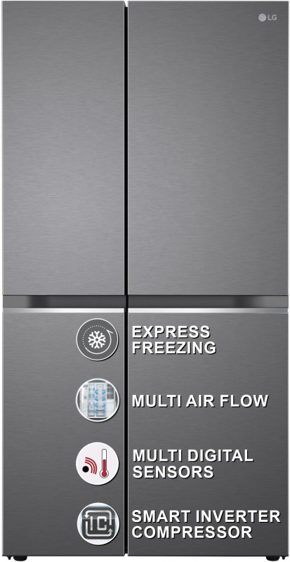 LG 655 L Frost Free Side by Side Refrigerator with Smart Inverter Compressor, Express Freeze & Multi Air-Flow(Dazzle Steel, GL-B257HDSY)