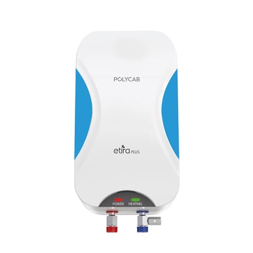 Polycab Etira Plus 3 Litre 3Kw Electric Instant Water Heater (Geyser) For Home Bathroom & Kitchen (White)