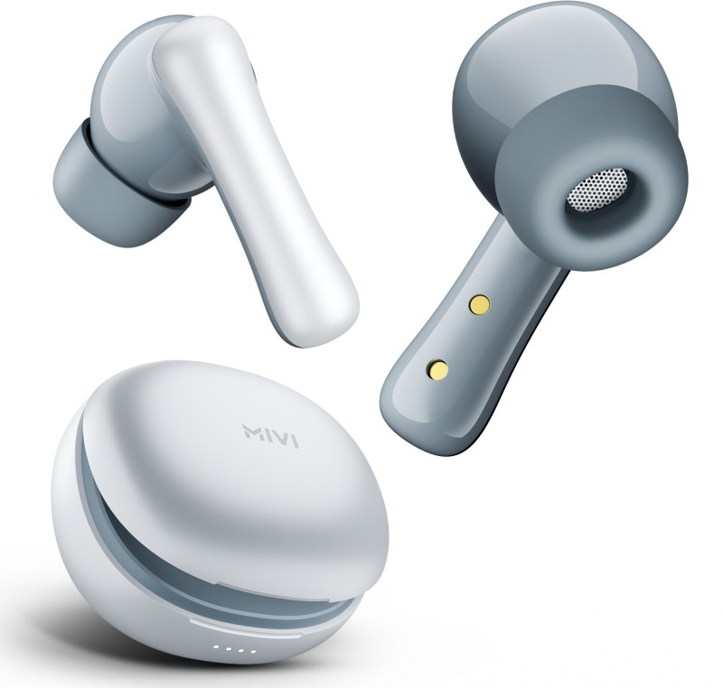 Mivi DuoPods I2 TWS,13mm Bass,45H Playtime,Dual Mic AI ENC,Low Latency,Type C,5.3 Bluetooth Headset(White, True Wireless)