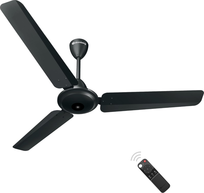 Atomberg Ameza Ceiling Fan 1200mm Black 5 Star 1200 mm BLDC Motor with Remote 3 Blade Ceiling Fan(Gloss Black, Pack of 1)