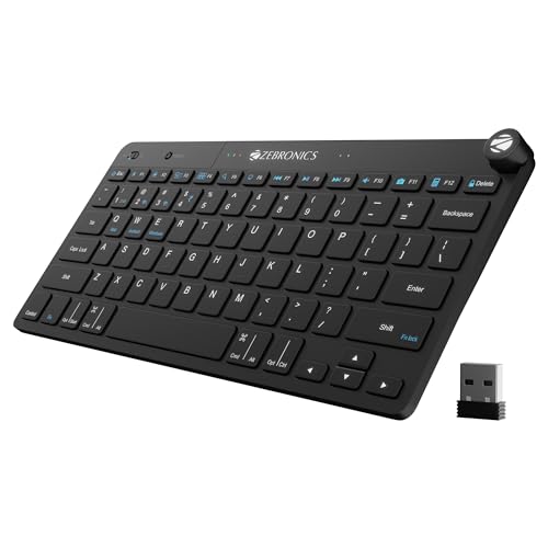 Zebronics New Launch Keypad X1 Wireless Bluetooth Keyboard, Scissor Switches, 2.4Ghz & Dual Bt For (Mac | Android | Windows), Volume/Media Control Knob, Integrated Multimedia Keys