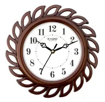 Kadio Analog 24.5 Cm X 24.5 Cm Wall Clock (Brown, With Glass, Standard)