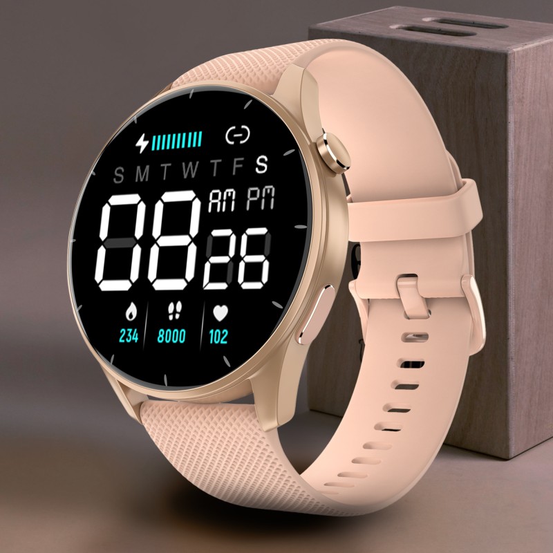 Noise Crew 1.38″ Display with Bluetooth Calling, Women’s Edition, Metallic finish Smartwatch(Pink Strap, Regular)