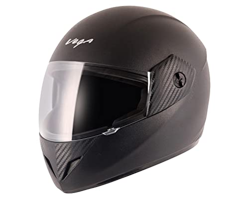 Vega Cliff Isi Certified Lightweight Full Face Gloss Finish Helmet For Men And Women With Clear Visor(Black, Size:L)