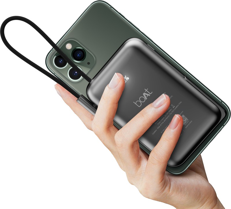boAt 10000 mAh 22.5 W Wired & Wireless With MagSafe Compact Pocket Size Power Bank(Black, Lithium Polymer, Fast Charging for Mobile, Earbuds, Smartwatch, Speaker, Tablet, Trimmer)
